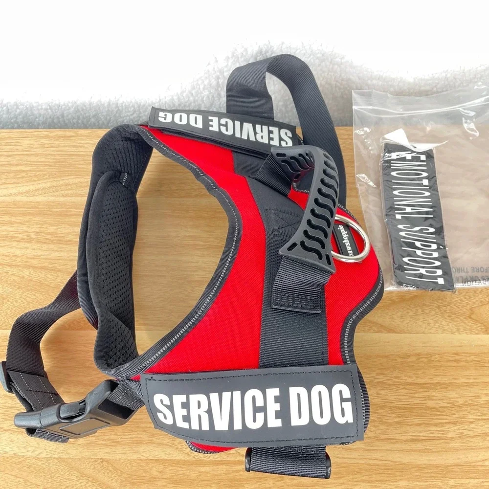 Pawshoppie Service Dog Harness Vest Red Black Large Reflective Padded Emotional - Picture 2 of 6